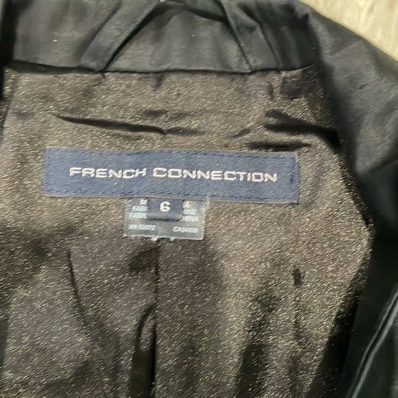 French connection open front black satin puff blazer 6 - Picture 2 of 5